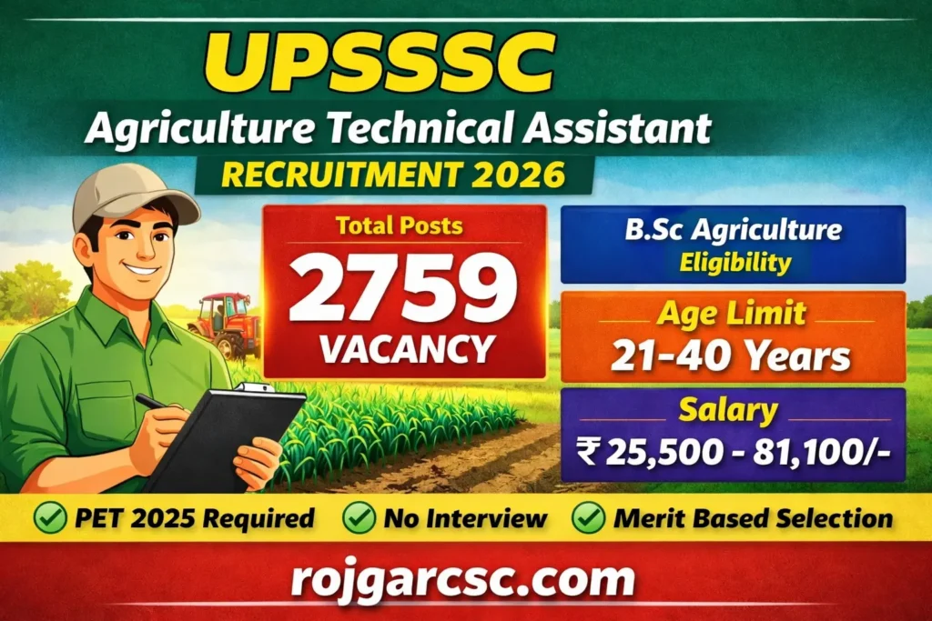 UPSSSC Agriculture Technical Assistant Recruitment 2026