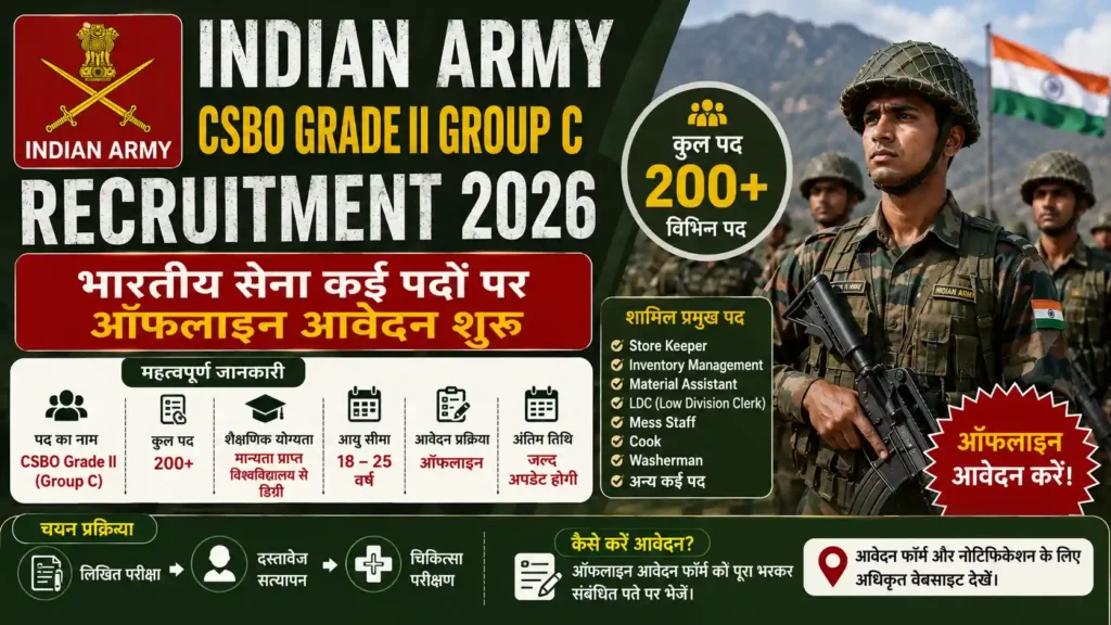 Indian Army CSBO Grade II Group C Recruitment 2026