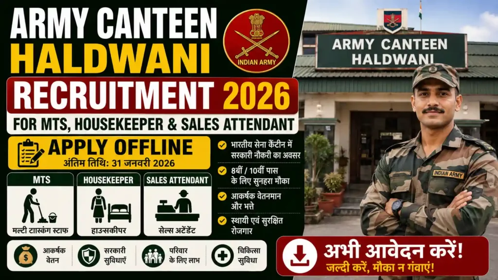 Army Canteen Haldwani Recruitment 2026