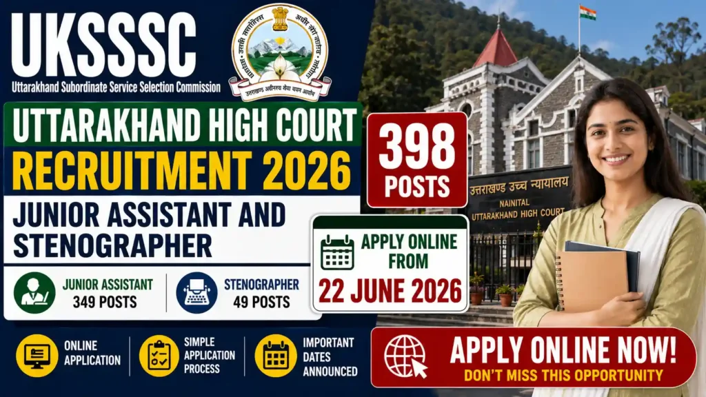 UKSSSC Uttarakhand High Court Junior Assistant and Stenographer Recruitment 2026