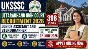 UKSSSC Uttarakhand High Court Junior Assistant and Stenographer Recruitment 2026