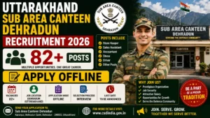 Uttarakhand Sub Area Canteen Dehradun Recruitment 2026