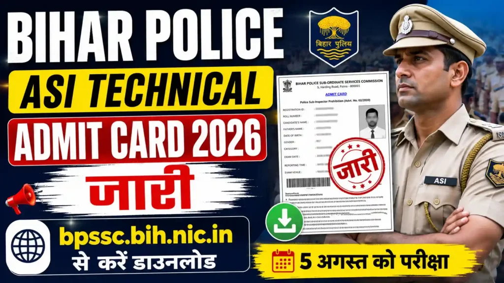 Bihar Police ASI Technical Admit Card 2026
