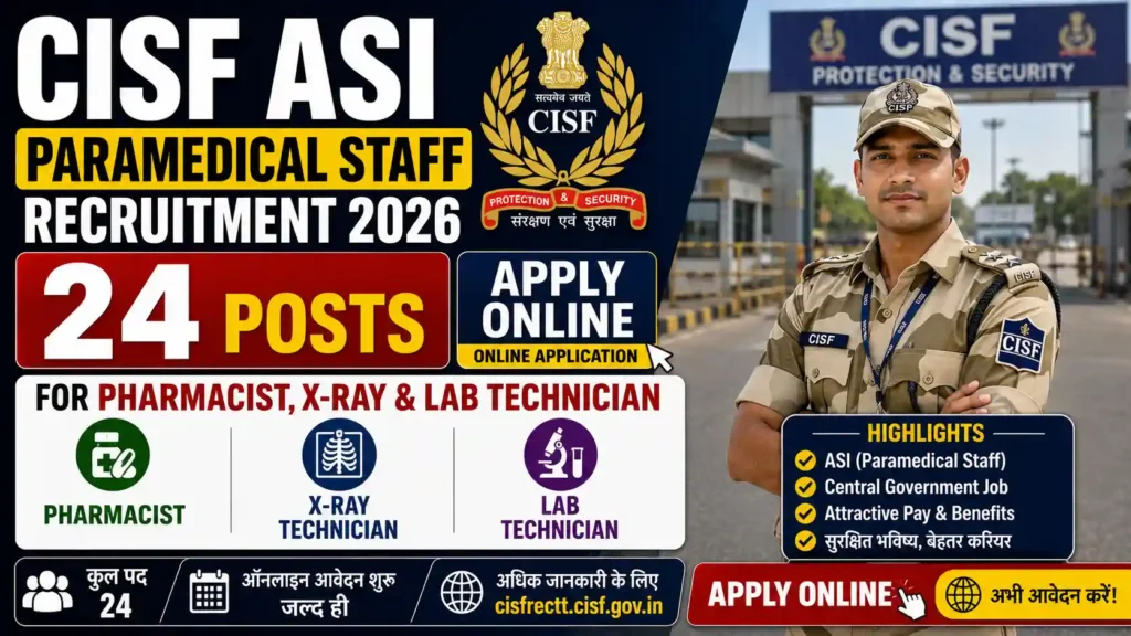 CISF ASI Paramedical Staff Recruitment 2026