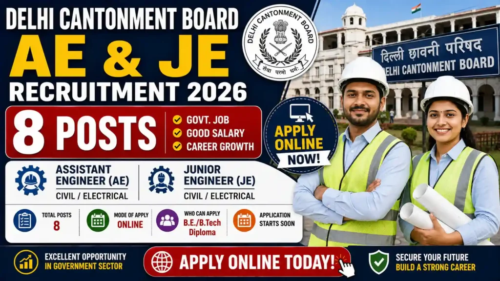 Delhi Cantonment Board AE & JE Recruitment 2026