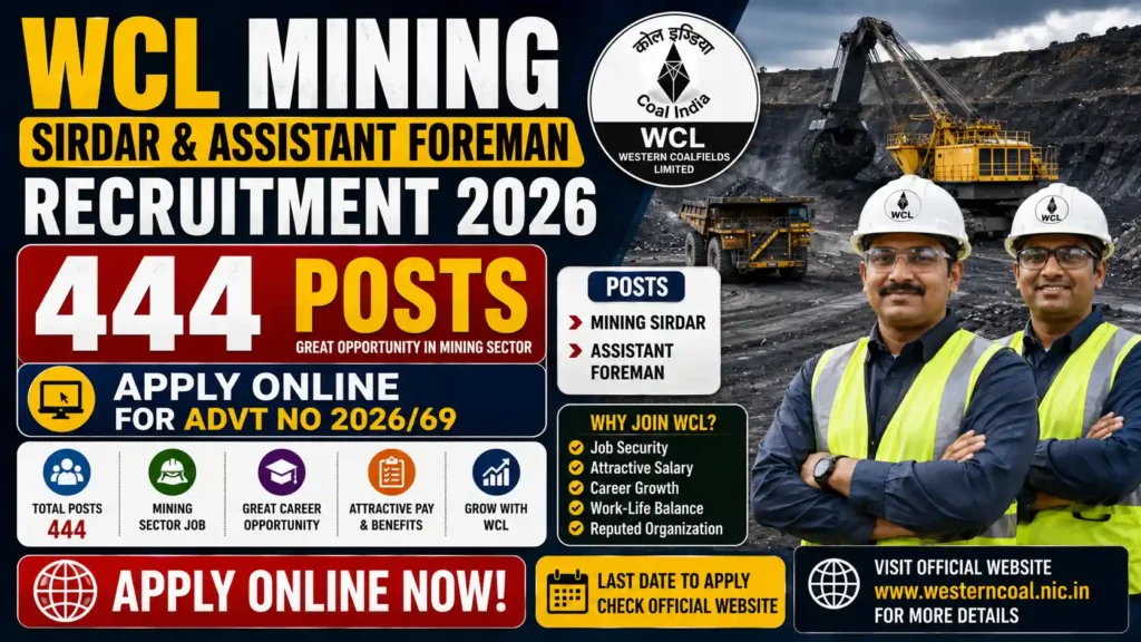 WCL Mining Sirdar & Assistant Foreman Recruitment 2026