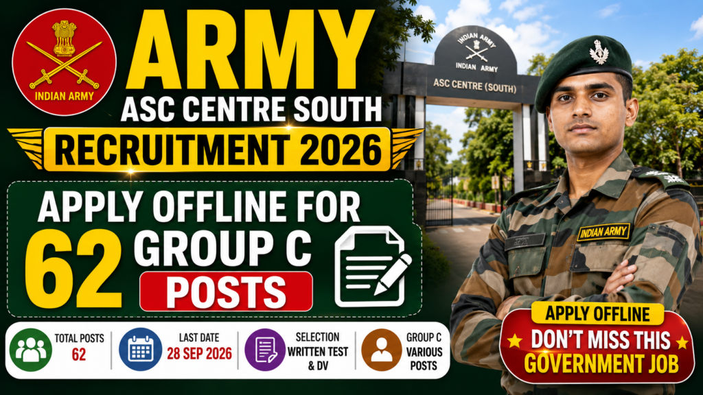 Army ASC Centre South Recruitment 2026