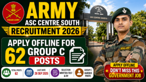 Army ASC Centre South Recruitment 2026