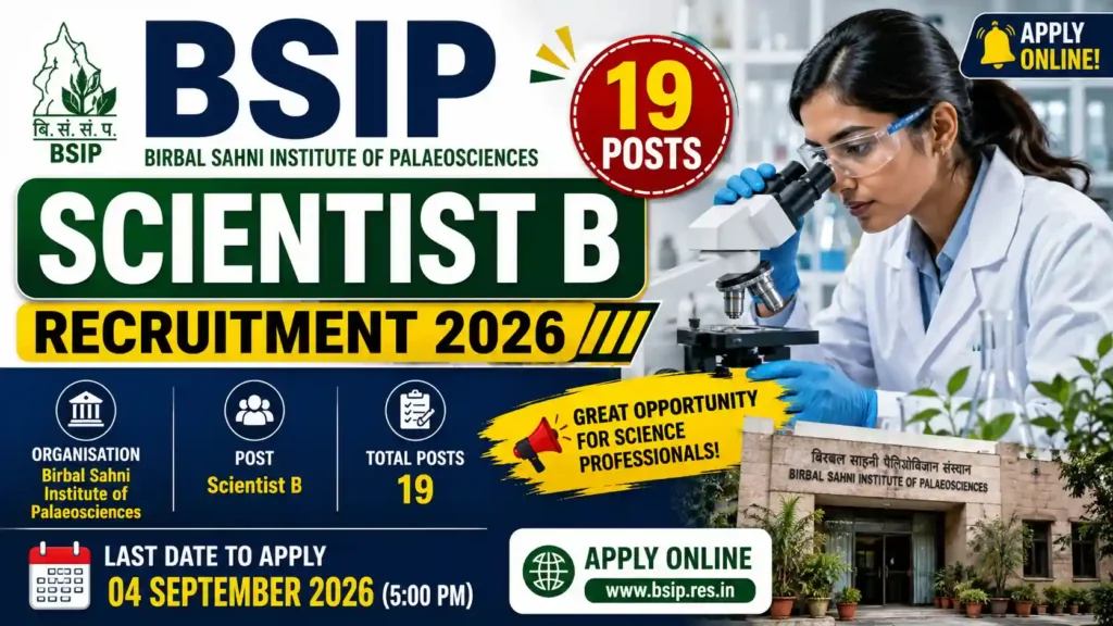 BSIP Scientist B Recruitment 2026
