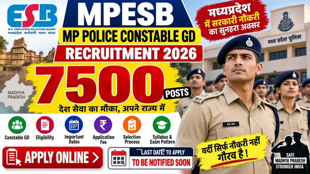 MPESB MP Police Constable GD Recruitment 2026